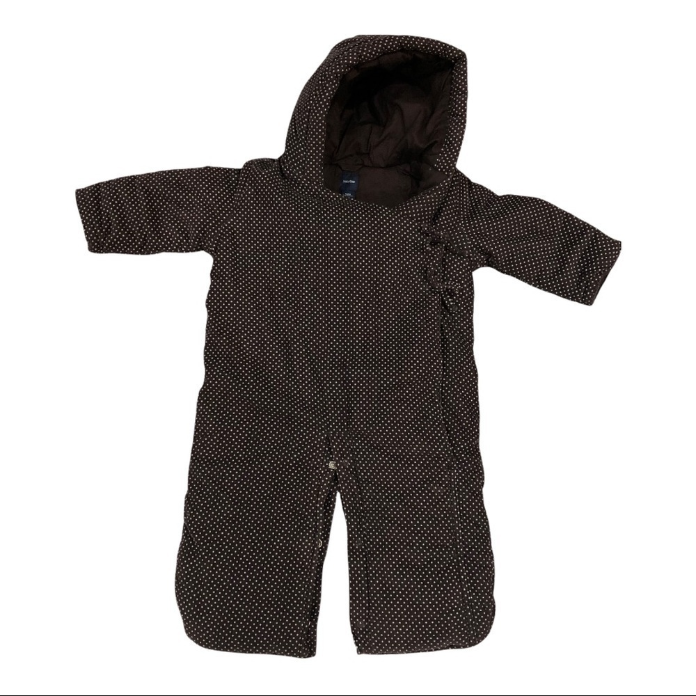 Gap Corduroy‎ Brown Polka Dot Hooded Snowsuit size 3-6 months